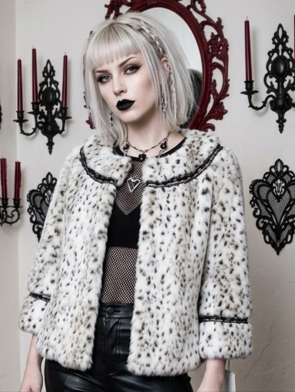 Terry Lewis Classic Luxuries White Spotted Faux Fur Teddy Jacket